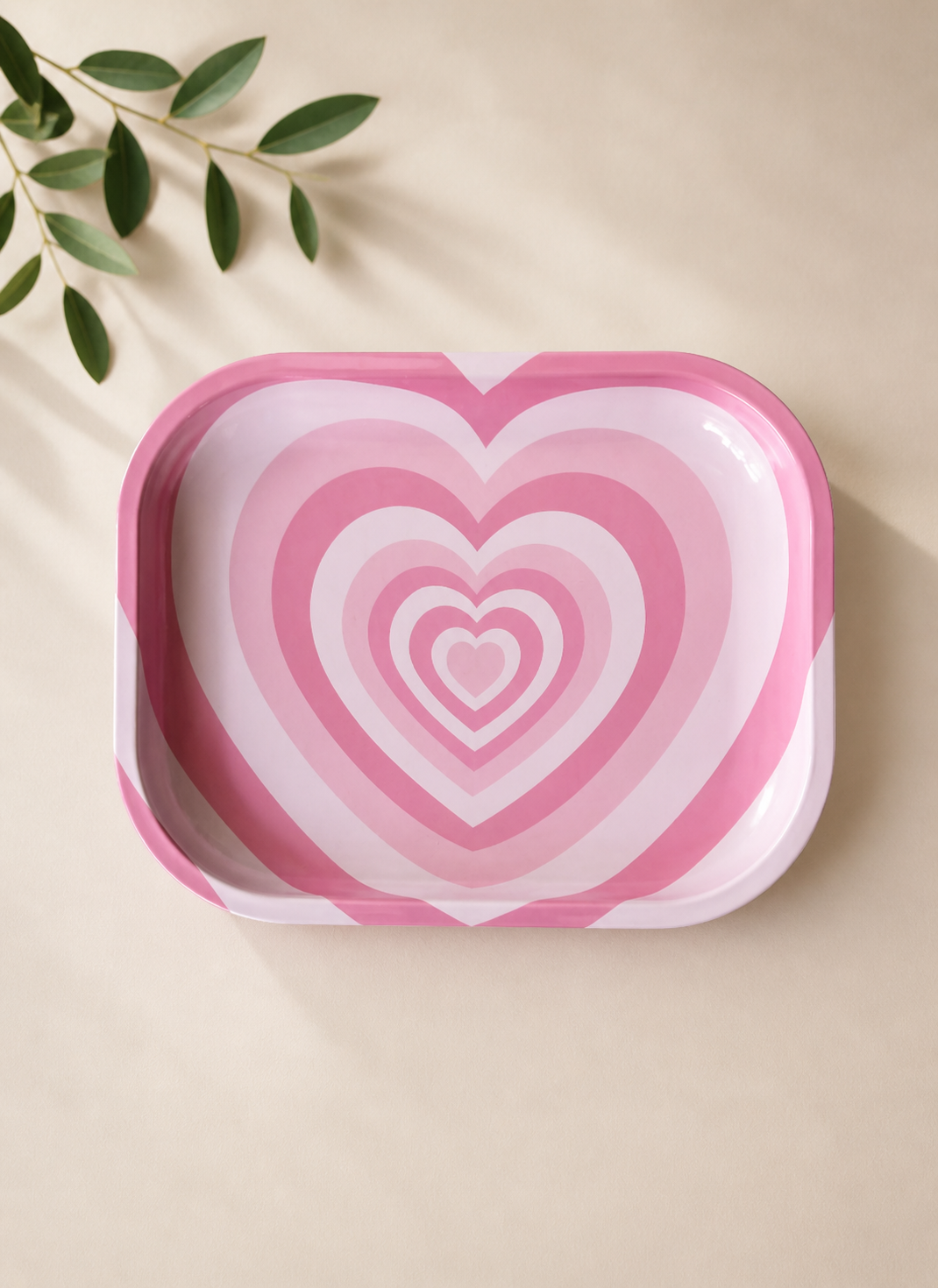 Pink Heart Rolling Tray