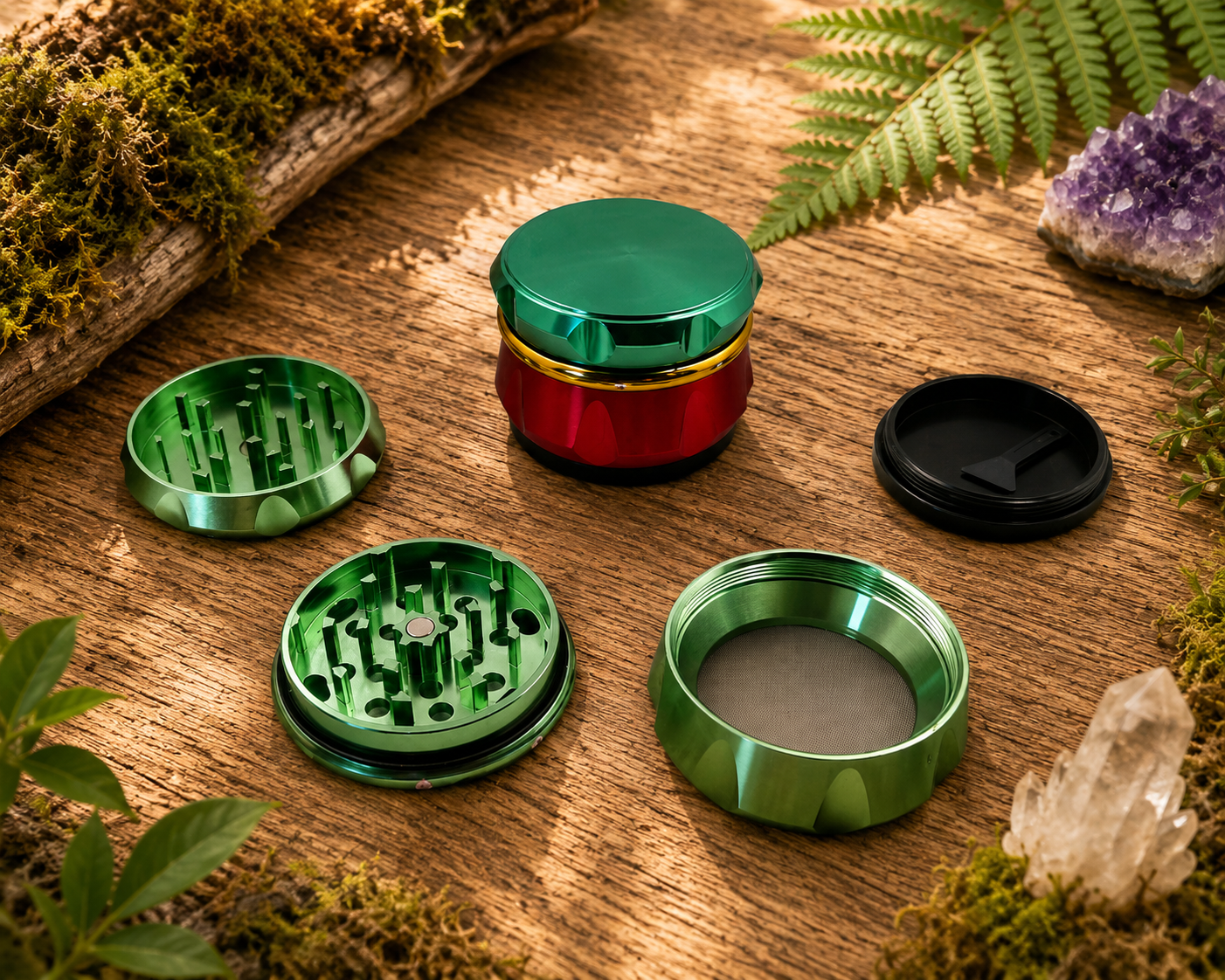 Rasta Herb Grinder Red Gold and Green