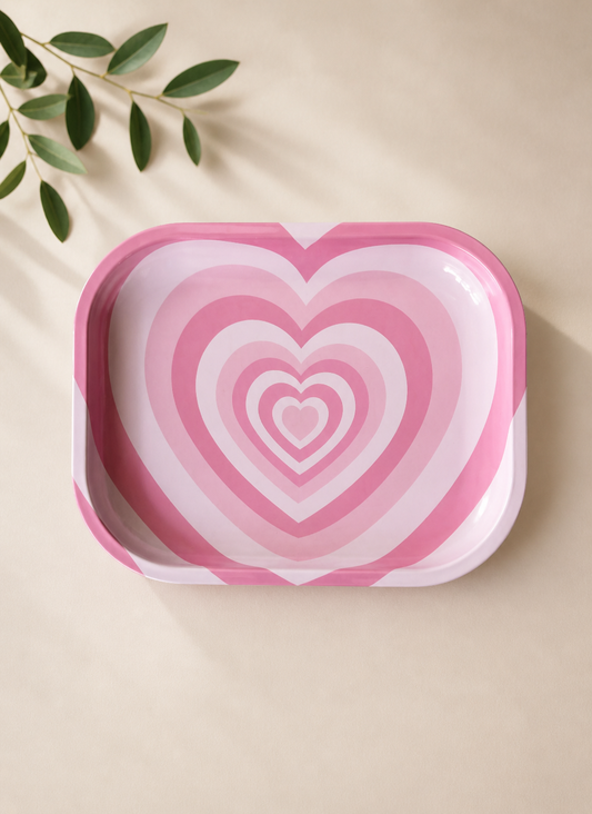 Pink Heart Rolling Tray