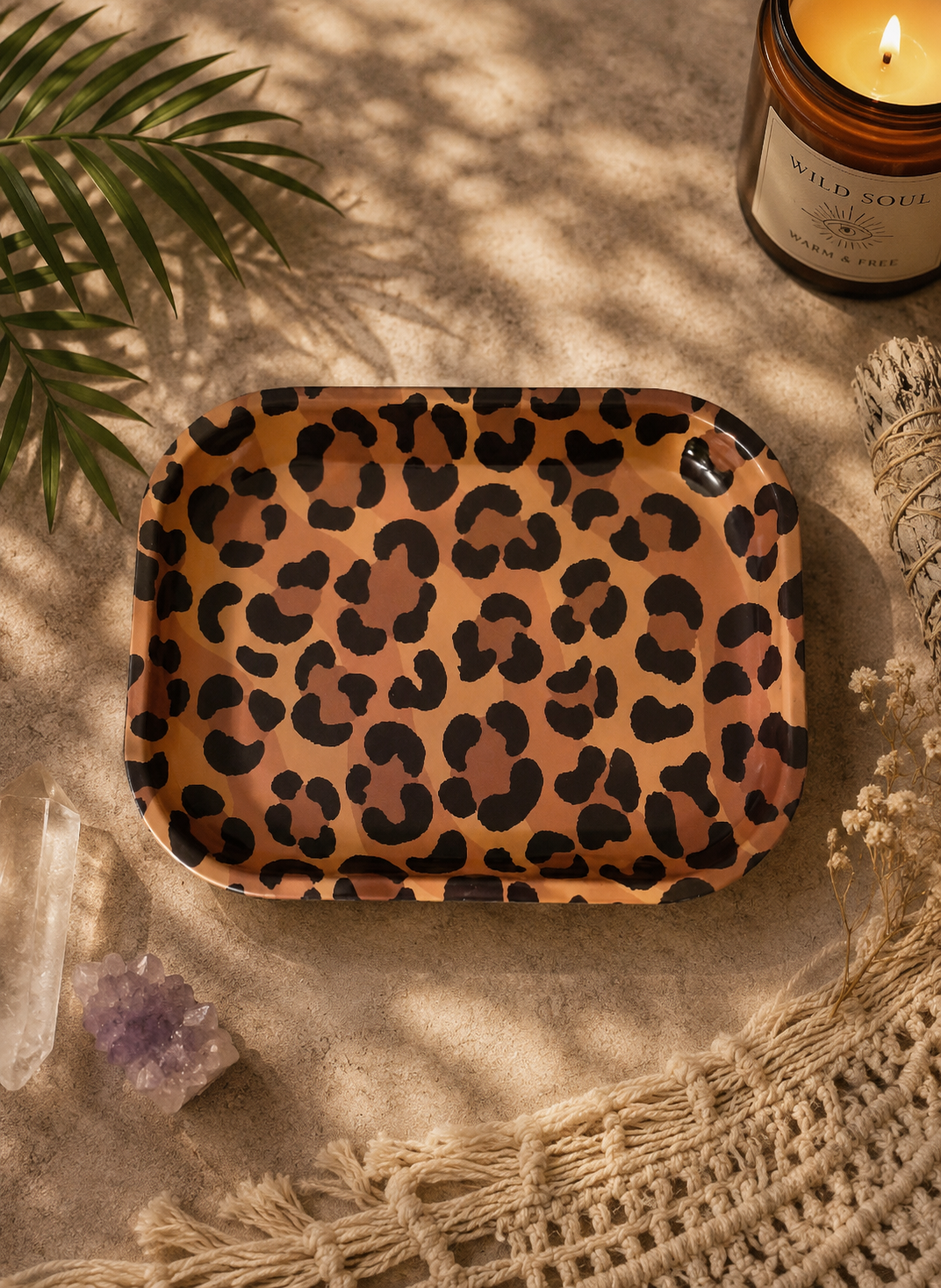 Leopard Print Rolling Tray