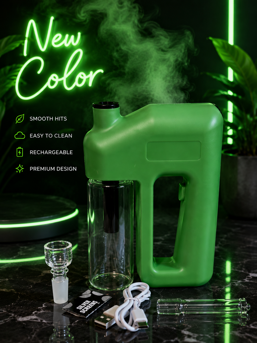 Rechargeable Electric Power Bubbler (Portable Water Pipe w/ Hose)