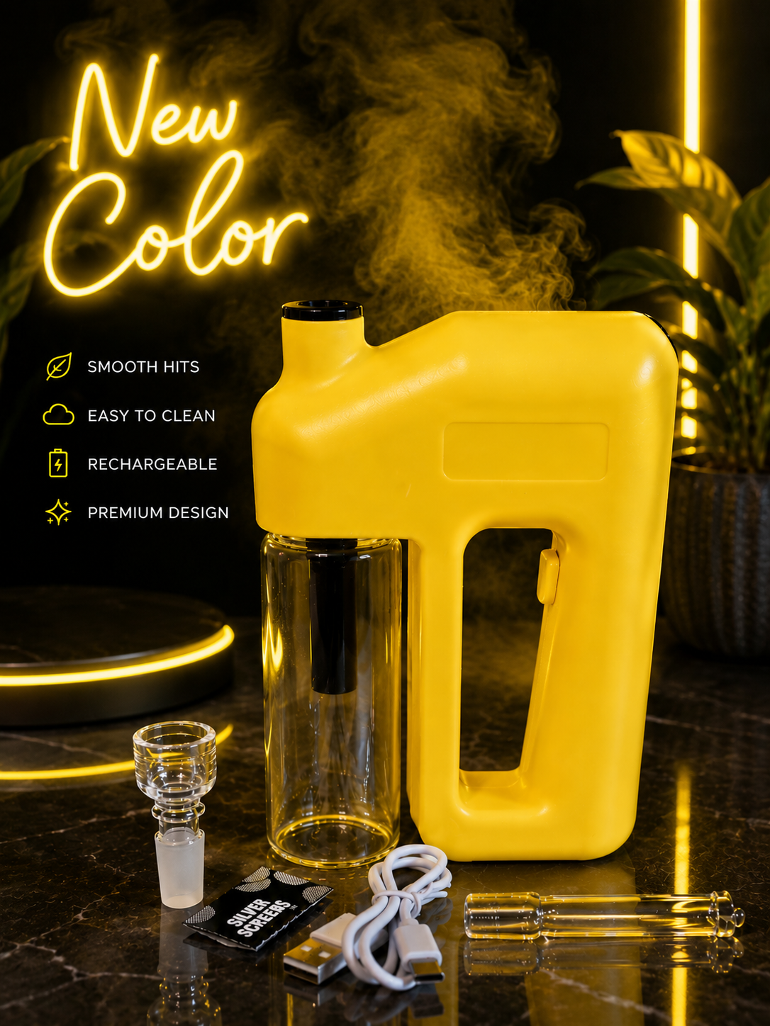 Rechargeable Electric Power Bubbler (Portable Water Pipe w/ Hose)