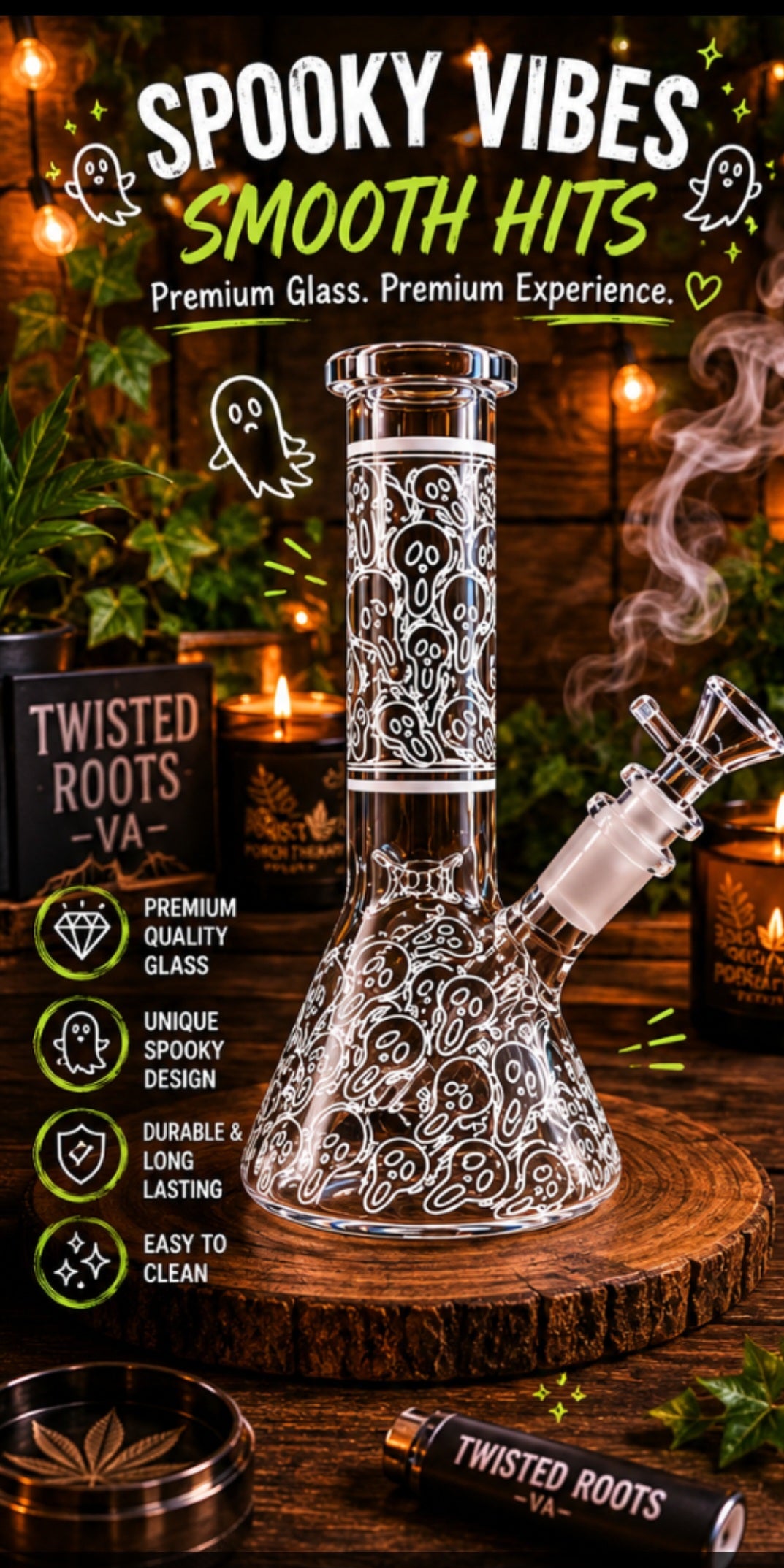 Glow in the Dark Ghost Beaker Bong