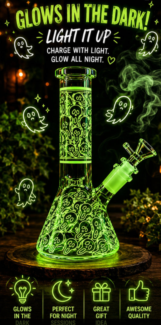 Glow in the Dark Ghost Beaker Bong