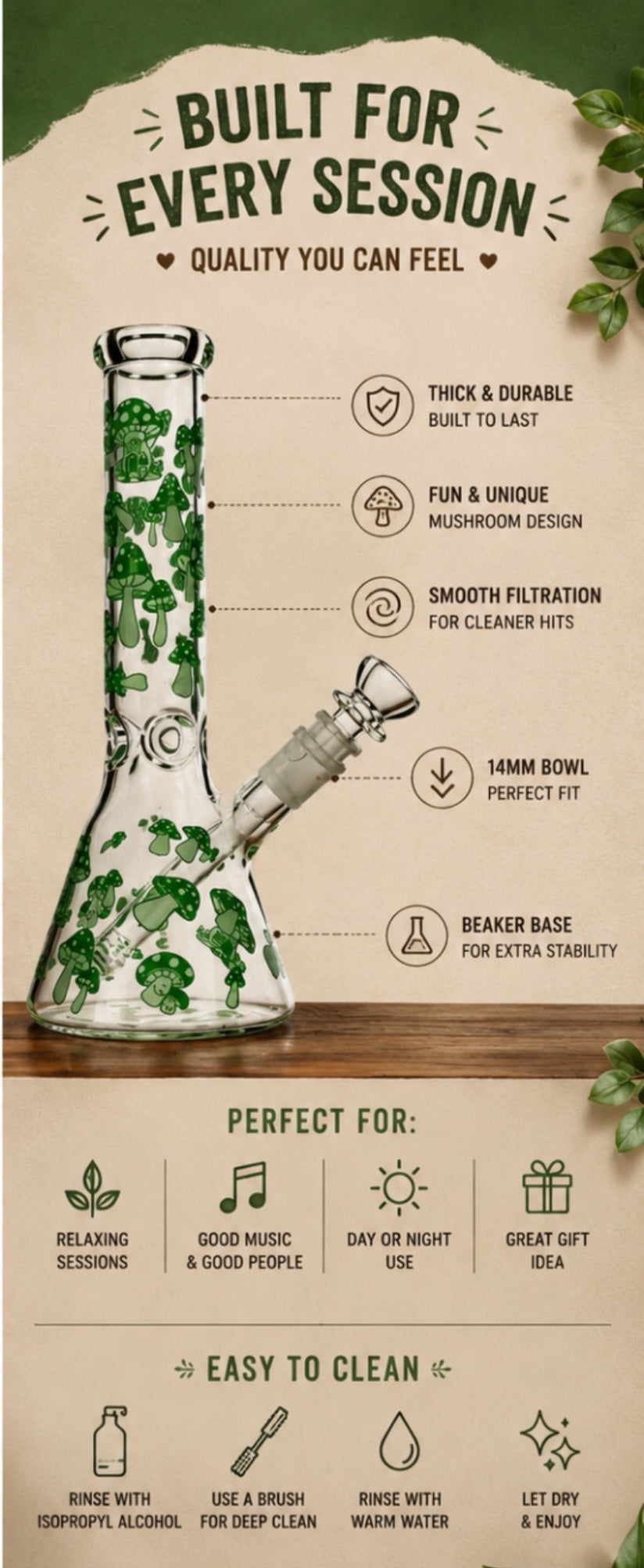 Mushroom Beaker Bong