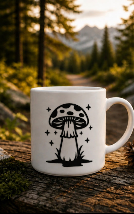 Vinyl Decal Mushroom Coffe Mug