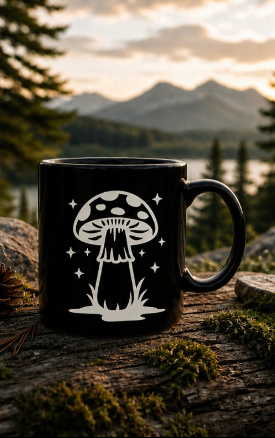 Vinyl Decal Mushroom Coffe Mug