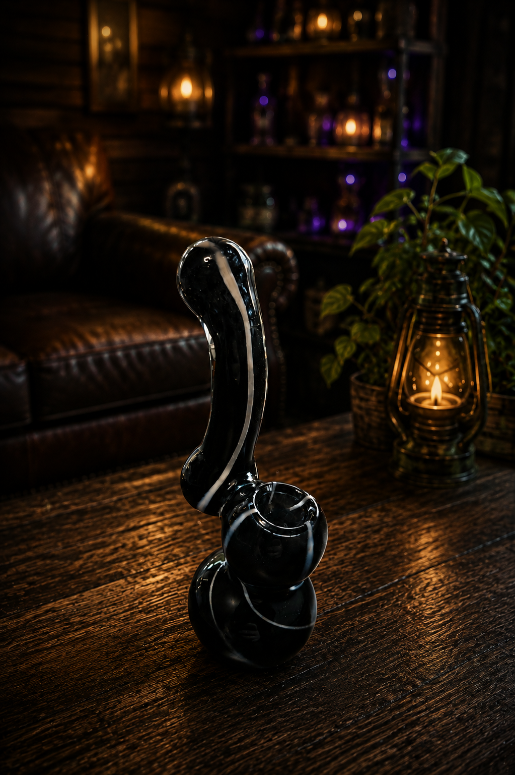 Black & White Swirl Glass Bubbler