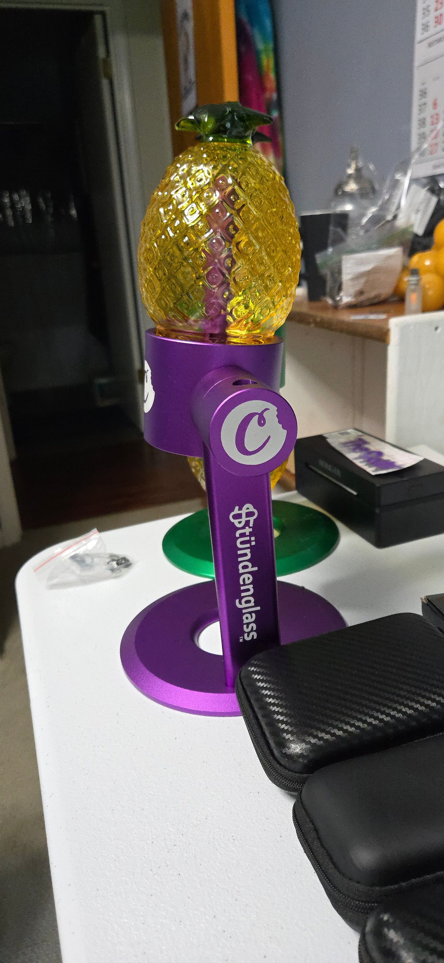 Purple Stündenglass Pineapple Hookah Complete Set with Everything + CarryingCase - Cookies Edition