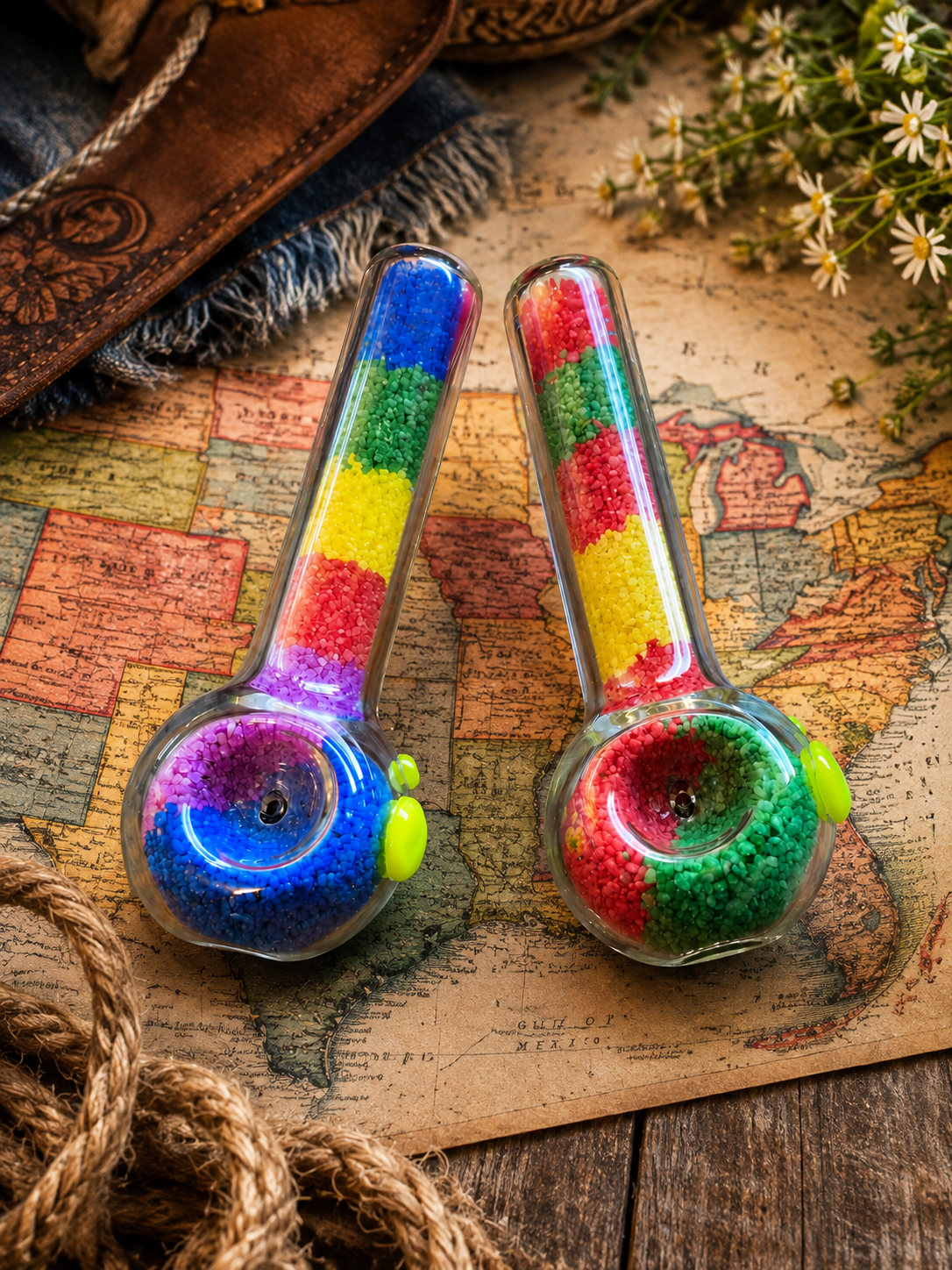 Sand Art Glass Hand Pipe