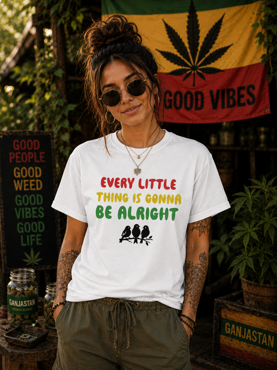 Every Little Thing Is Gonna Be Alright Rasta Graphic Tee | Twisted Roots