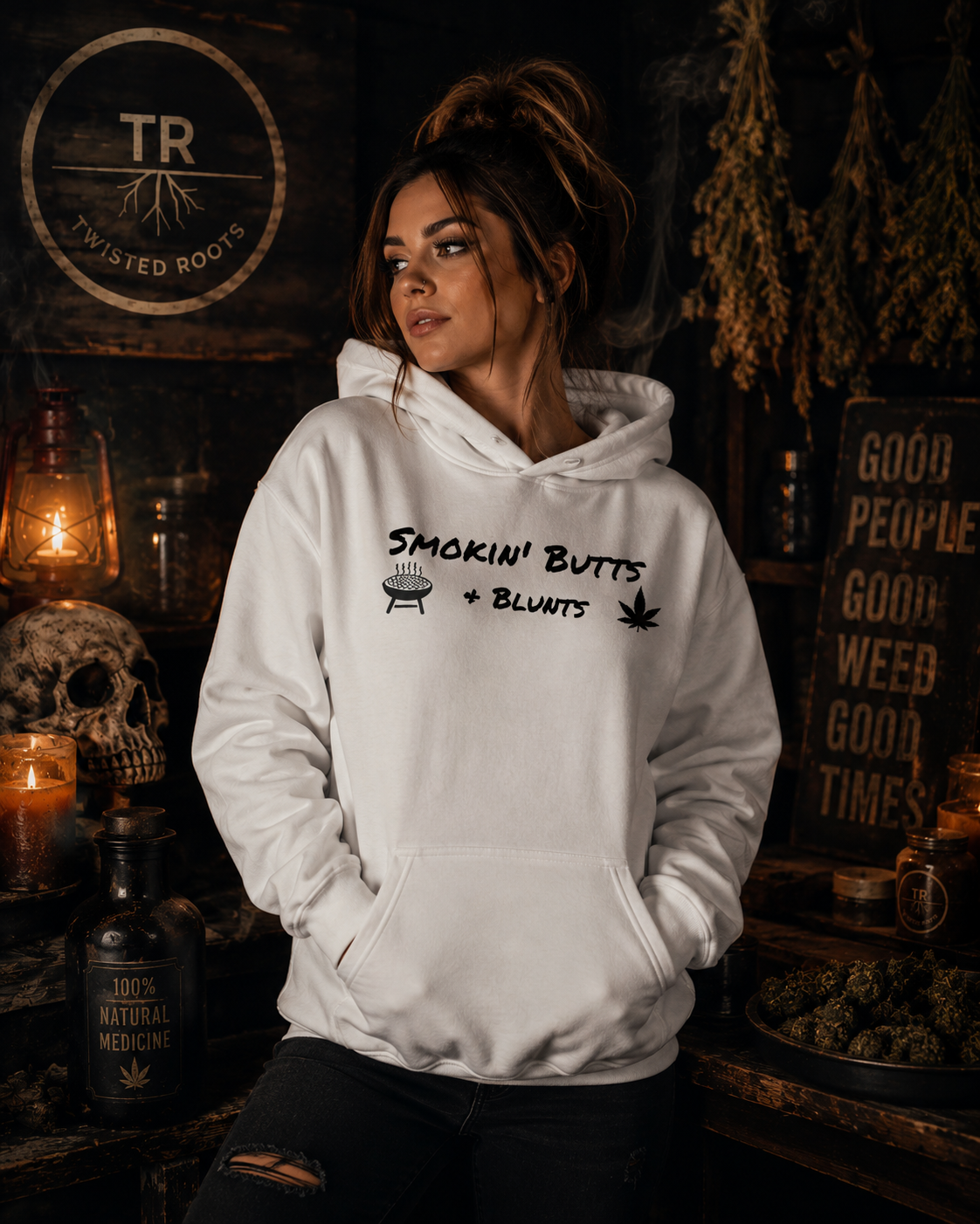 Smokin' Butts & Blunts Graphic Hoodie | Twisted Roots Streetwear