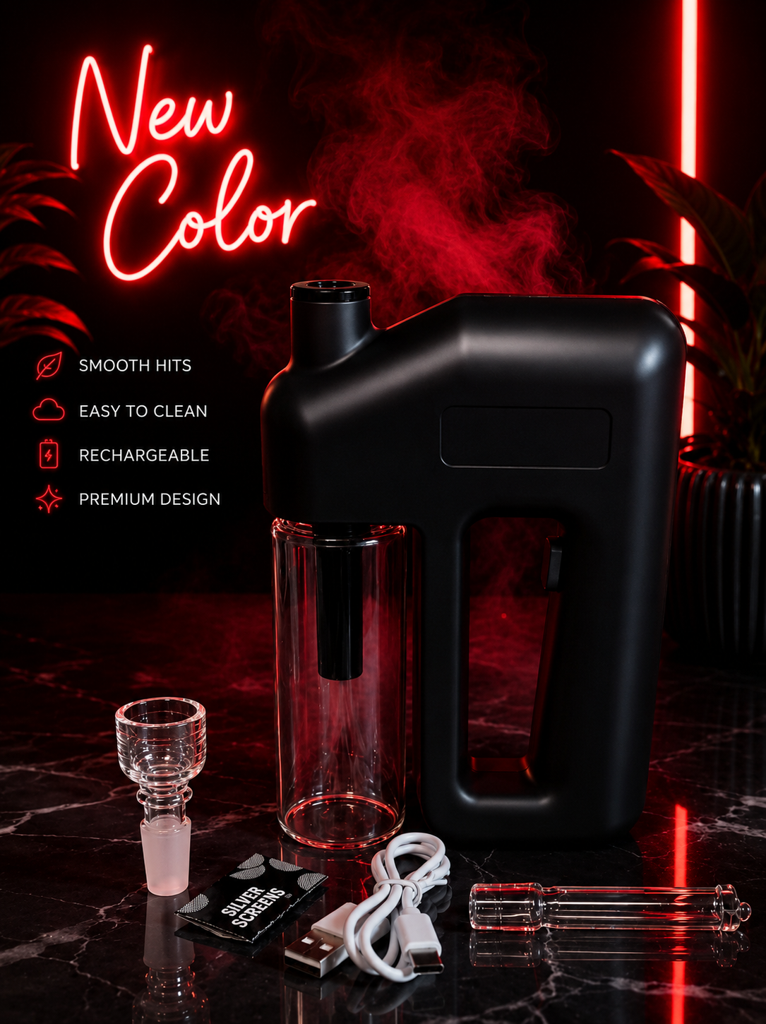 Rechargeable Electric Power Bubbler (Portable Water Pipe w/ Hose)