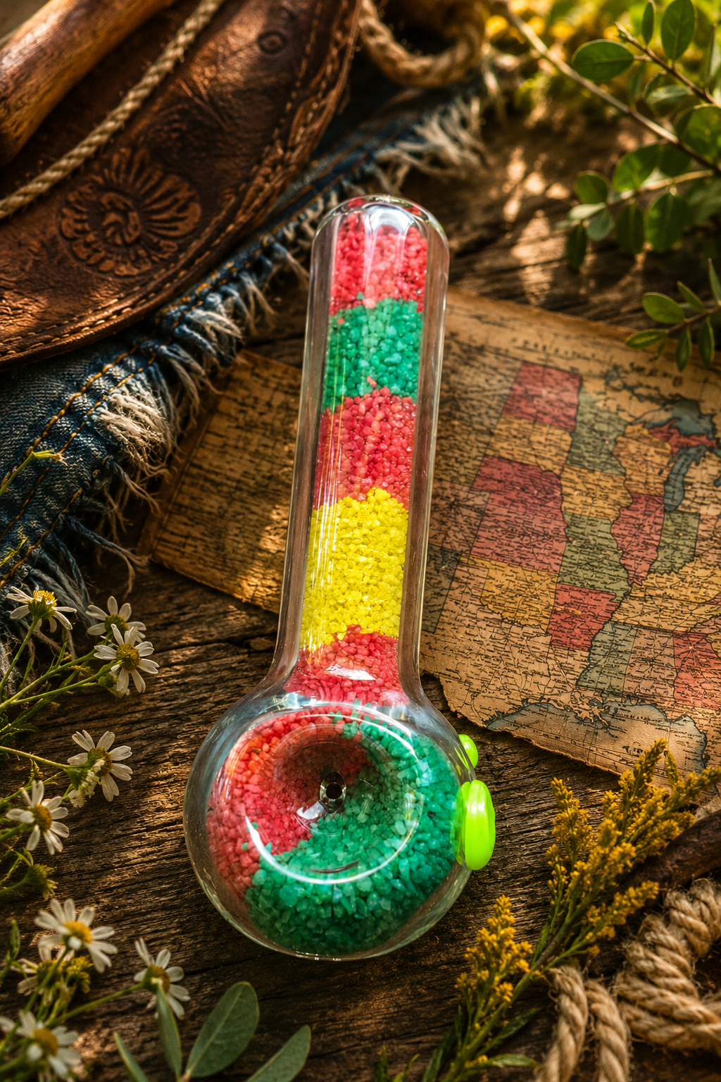 Sand Art Glass Hand Pipe