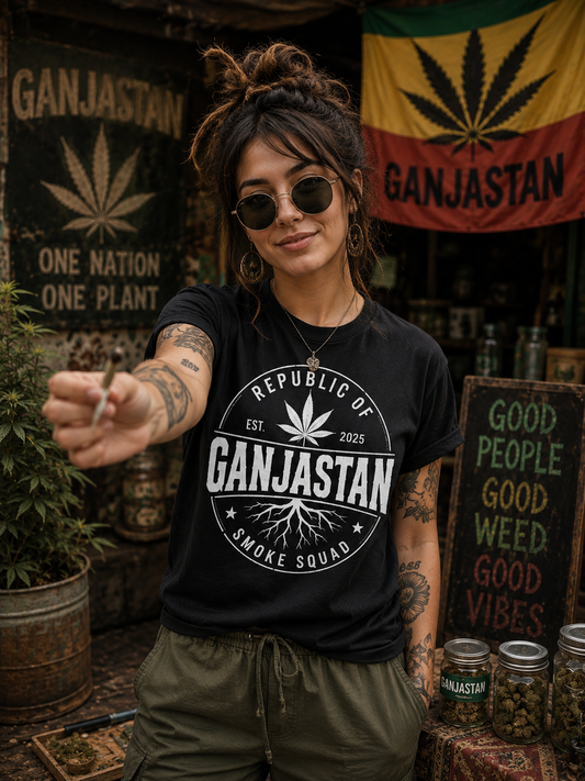 Republic of Ganjastan Smoke Squad Tee – Black