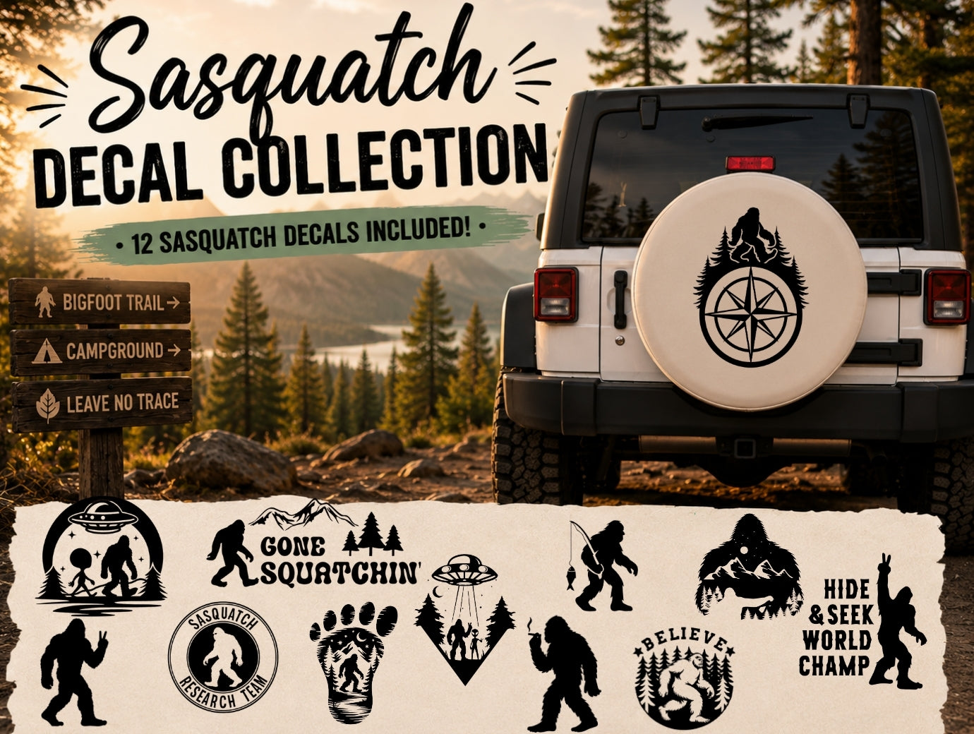 Sasquatch Decal Collection - 12 Pack