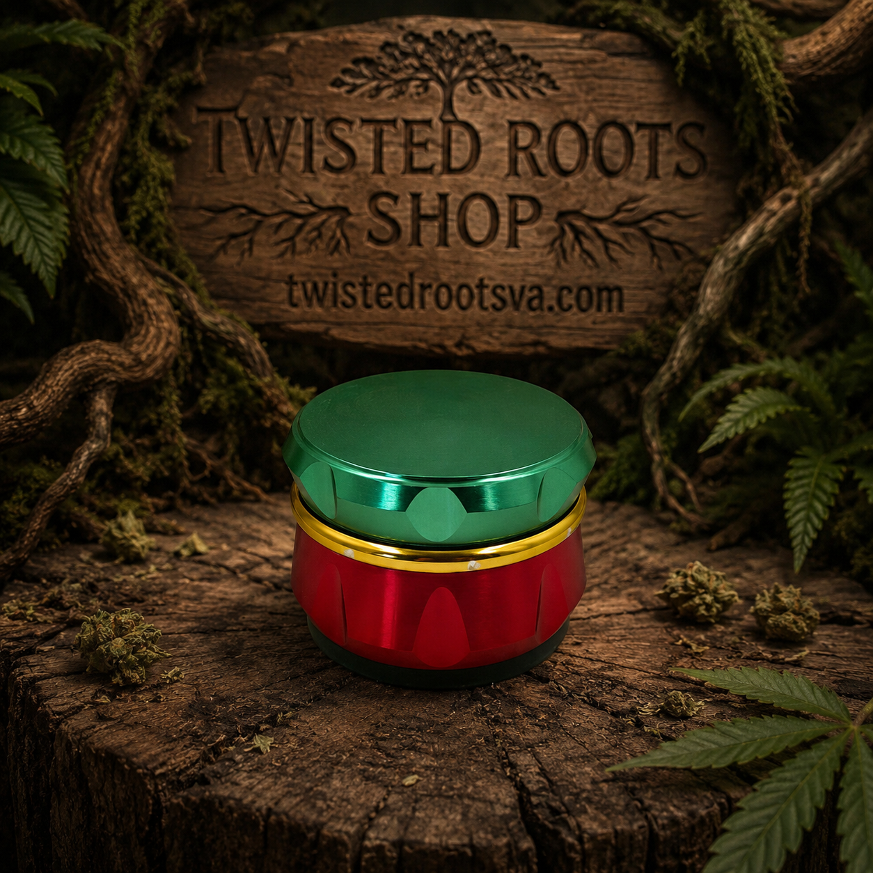 Rasta Herb Grinder Red Gold and Green