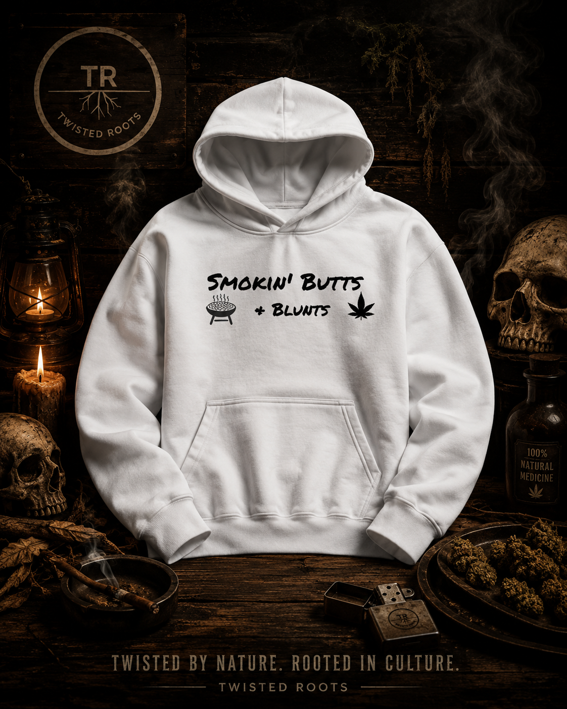 Smokin' Butts & Blunts Graphic Hoodie | Twisted Roots Streetwear